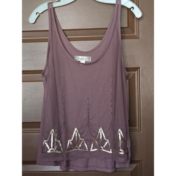 Designer Decree Sheer Boho Sequined Top Shirt Size XL - Picture 1 of 5